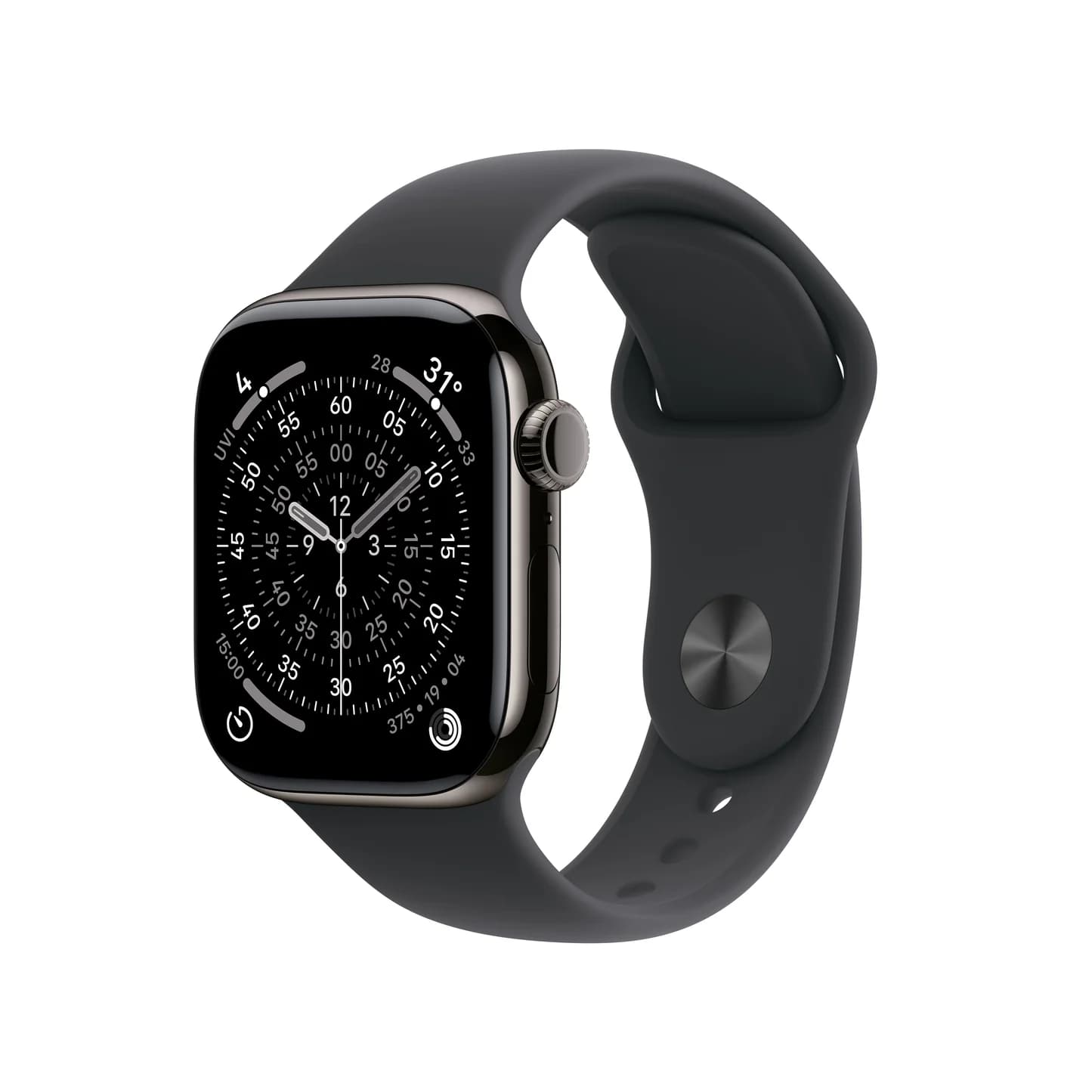 ساعة Apple Watch Series 11 GPS + Cellular بهيكل تيتانيوم باللون سليت