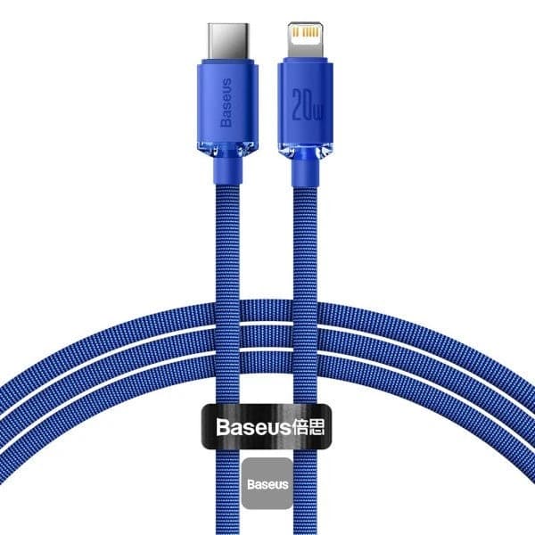 كابل Baseus للشحن السريع ونقل البيانات من USB إلى Lightning بطول 1.2 متر باللون أزرق - جديد