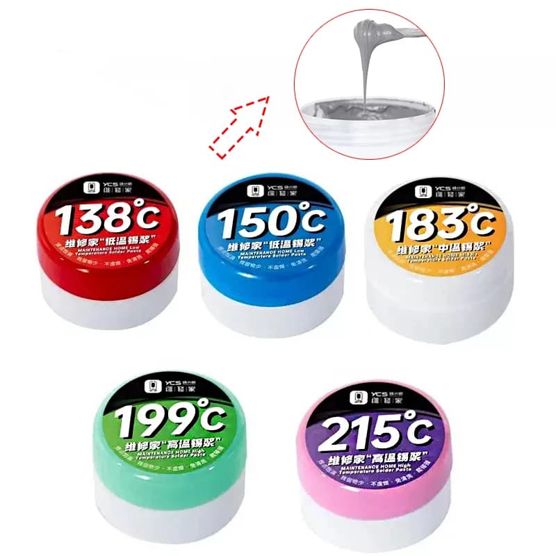 معجون لحام (Solder Paste) لصيانة الهواتف والكاميرا بدرجات حرارة عالية/متوسطة/منخفضة، يحتوي على رصاص وفضة، معتمد CE/RoHS