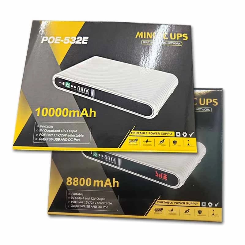 POE-532E مزود طاقة غير منقطع DC UPS للراوتر ومودم الألياف الضوئية مع مراقبة انقطاع الكهرباء، بطارية 10000 أو 20000 ملي أمبير
